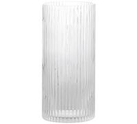 KAYLETIN Vaso in vetro trasparente per fiori, vaso a coste, alto cilindro in vetro per soggiorno, camera da letto, tavolo da pranzo, ufficio, scaffale, 25 cm