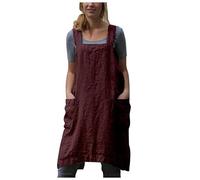 KAYLRE Grembiule Cucina Grembiule in Cotone e Lino in Stile Giapponese Colore Solido Cross Bandaggio a Forma di X-Shaped Dourst Cooking Vestiti XL Grembiule Maestra (Color : Burgundy, Size : L)