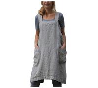 KAYLRE Grembiule Cucina Grembiule in Cotone e Lino in Stile Giapponese Colore Solido Cross Bandaggio a Forma di X-Shaped Dourst Cooking Vestiti XL Grembiule Maestra (Color : Grey, Size : M)