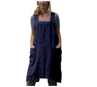 KAYLRE Grembiule Cucina Grembiule in Cotone e Lino in Stile Giapponese Colore Solido Cross Bandaggio a Forma di X-Shaped Dourst Cooking Vestiti XL Grembiule Maestra (Color : Navy Blue, Size : 5XL)