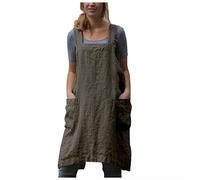 KAYLRE Grembiule Cucina in Cotone e Lino Stile Giapponese - Colore Solido, Bandaggio a X, Dourst Cooking - XL Maestra (Army Green, L)