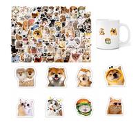 KAYLRE Set 200 Adesivi Meme Cani e Gatti Waterproof PVC Decorativi per Auto Laptop Skateboard Moto, Stickers Resistenti per Personalizzazione DIY Regalo