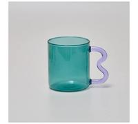 KAYLRE Tazze Caffe Tazze di Vetro Colorate di Vetro Original Design colorato Ondulato Tazza di Vetro a Orecchio a Mano Semplice Tazza di caffè Onda for Acqua Calda Set Tazze Caffe (Size : Teal 08)