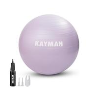 KAYMAN Palla da ginnastica viola da 55 cm, sistema anti-scoppio, anelli antiscivolo, materiale resistente, facile da gonfiare, perfetta per yoga, pilates, fitness, allenamento dell'equilibrio,