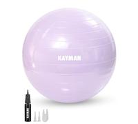 KAYMAN Palla da ginnastica viola da 85 cm, sistema anti-scoppio, anelli antiscivolo, materiale resistente, facile da gonfiare, ideale per yoga, pilates, fitness, allenamento dell'equilibrio, palestra