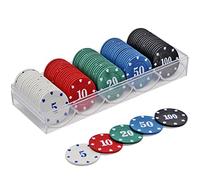 KAYSENSUK Chip da poker in plastica 100 chip da poker set con scatola di immagazzinaggio, chip di stile del casinò stampato denominazione per le notti di gioco in casa del Texas, notti di poker