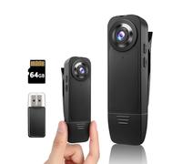 kaysunlink Mini videocamera per corpo da 1080p, scheda di memoria da 64 GB, videocamera indossabile per la registrazione video (64 GB)