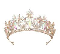 KAYTMSDI Diademi e corone di cristallo regina per donne ragazze festa compleanno abito da sposa corona gioielli accessori oro EN8