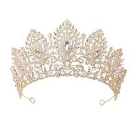KAYTMSDI Donne Regina Concorso Grande Diadema Sposa Tiara Corone Per La Festa di Nozze Corone Della Corona Del Vestito Dei Capelli Gioielli Accessori Oro Blu