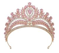 KAYTMSDI Donne Regina Corona Grande Diadema Sposa Tiara Corone Per La Festa di Nozze Corona Della Corona Dei Capelli Vestito Dei Monili Accessori Oro EN8