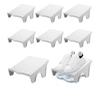 Kayuneed Set di 8 supporti antiscivolo per scarpe, organizer a doppio strato, 25 x 22 x 11,5 cm, per ingresso, corridoio, camera da letto, impilabile, salvaspazio, grigio