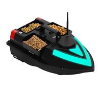 Kazafa Barca da pesca GPS con batteria da 5200 mAh, 3 scatole, luce LED, doppio motore e correzione Yaw, ritorno automatico Mini RC barca da pesca per stagno e lago
