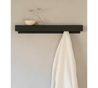 Kazai.® Appendiabiti da Parete 'Kian' | Moderno con Ganci Appendiabiti Nascosti e Mensola | Attaccapanni Design in Metallo | Appendi Abiti da Porta e Montaggio a Muro | Nero