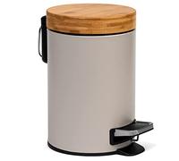 Kazai.® Cestino da Bagno di Design 3 Litri - Bambù Superiore | Chiusura Silenziosa | Anti-Impronte | Taupe (Chiaro)