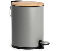 Kazai. Cestino da Bagno in Bambù | Chiusura Delicata e Antiscivolo | 3 litri | Grigio