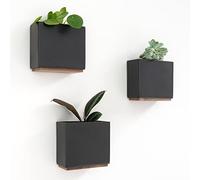 Kazai. Fioriere da Parete -Alma- | 3 Vasi per Piante Sospesi Moderni in Resina | Set Porta Piante per Piante da Interno, Piante Artificiali e altro | Nero
