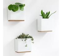 Kazai. Fioriere da Parete -Alma- | 3 Vasi per Piante Sospesi Moderni in Resina | Set Porta Piante per Piante da Interno, Piante Artificiali e altro | Bianco