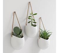 Kazai. Vasi da Parete -Ellie- | Vasi da Appendere al Muro | 3 Pezzi | Decorazione Murale per Interni, Balcone e Giardino | Bianco (lucido)