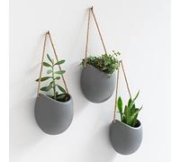 Kazai. Vasi da Parete -Ellie- | Vasi da Appendere al Muro | 3 Pezzi | Decorazione Murale per Interni, Balcone e Giardino | Grigio (opaco)