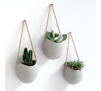 Kazai. Vasi da Parete -Ellie- | Vasi da Appendere al Muro | 3 Pezzi | Decorazione Murale per Interni, Balcone e Giardino | Grigio Chiaro (opaco)