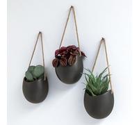 Kazai. Vasi da Parete -Ellie- | Vasi da Appendere al Muro | 3 Pezzi | Decorazione Murale per Interni, Balcone e Giardino | Grafite (opaco)