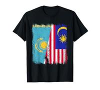 Kazakistan Malesia Mezza Bandiera Kazako Patrimonio malese Maglietta