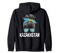 Kazakistan Ragazza Disordinato Capelli Chignon Kazako Donne Ragazze Felpa con Cappuccio