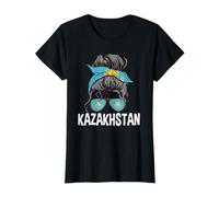 Kazakistan Ragazza Disordinato Capelli Chignon Kazako Donne Ragazze Maglietta