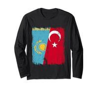 Kazakistan Turchia Mezza Bandiera Turchia Kazako Patrimonio Turco Maglia a Manica