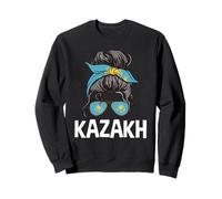 Kazako Ragazza Disordinato Capelli Chignon Orgoglioso Kazakistan Donne Ragazze Felpa