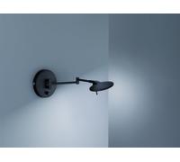 KAZAN APPLIQUE LED 8W 800lm, 3000K DOPPIO BRACCIO SNODABILE NERO OPACO CON DIMMER INTEGRATO P.40CM