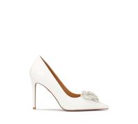 Kazar - Décolleté bianche in pelle con fiore luccicante - - Shoes - Donna - Bianco - 36 EU