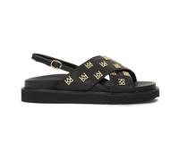 Kazar - Sandali piatti decorati con monogrammi in metallo - - Shoes - Donna - Nero - 40 EU