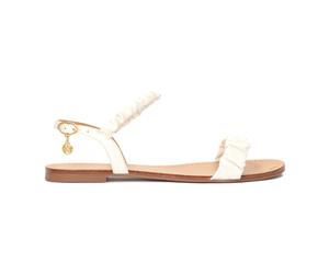 Kazar - Sandali piatti in pelle con cinturini arricciati - - Shoes - Donna - Beige - 37 EU