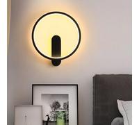 KazeRyu Applique Da Parete A LED Ad Anello, Lampada Circolare Minimalista, Apparecchio Di Illuminazione For Interni For Testiera Della Camera Letto(Black Warm Light)