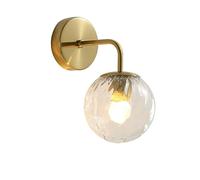 KazeRyu Applique Da Parete Con Paralume Sferico In Vetro E Base In Ottone Americano, E14 A Testa Singola For Ristorante Bar