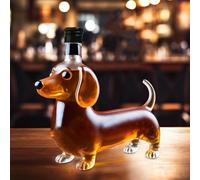KazeRyu Bottiglia Di Whisky A Forma Di Bassotto - Decanter In Vetro Con Animale Unico In 3D, Statua Di Bassotto For Arredamento Da Bar/casa/ufficio E For La Conservazione Del Vino(F)