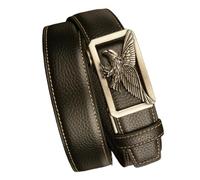 KazeRyu Cintura A Cricchetto In Pelle Di Vacchetta Con Incisione Un'aquila - Fibbia Automatica Alla Moda For Lavoro E Tempo Libero(Eagle-1,125cm/waist:43")
