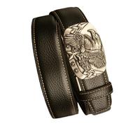 KazeRyu Cintura A Cricchetto In Pelle Di Vacchetta Con Incisione Un'aquila - Fibbia Automatica Alla Moda For Lavoro E Tempo Libero(Eagle-3,125cm/waist:43")