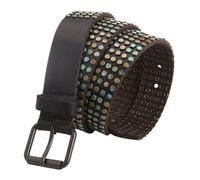 KazeRyu Cintura In Pelle Con Borchie A 5 File - Rivetto Rotondo Retrò Brillante, Stile Punk Rock Gotico Hip Hop For Jeans E Pantaloni(105cm/41)