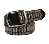 KazeRyu Cintura In Pelle Di Mucca Con Borchie In Metallo Argentato - Unisex Gothic Punk Rock, Realizzata A Mano Rivetti Perline Quadrate For Jeans E Pantaloni(Studded~b,125cm/waist:42"~44")