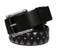 KazeRyu Cintura In Pelle Di Mucca Con Borchie In Metallo Argentato - Unisex Gothic Punk Rock, Realizzata A Mano Rivetti Perline Quadrate For Jeans E Pantaloni(Studded~e,115cm/waist:38"~40")