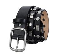 KazeRyu Cintura Punk Con Borchie E Occhielli In Metallo - In Pelle Nera Rivetti Gotici For Donna Uomo, Piramidali Luminose(Studded~b,115cm/waist:38"~40")