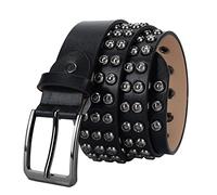 KazeRyu Cintura Punk Con Borchie E Occhielli In Metallo - In Pelle Nera Rivetti Gotici For Donna Uomo, Piramidali Luminose(Studded~c,115cm/waist:38"~40")