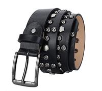 KazeRyu Cintura Punk Con Borchie E Occhielli In Metallo - In Pelle Nera Rivetti Gotici For Donna Uomo, Piramidali Luminose(Studded~e,105cm/waist:34"~36")