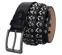 KazeRyu Cintura Punk Con Borchie E Occhielli In Metallo - In Pelle Nera Rivetti Gotici For Donna Uomo, Piramidali Luminose(Studded~a,115cm/waist:38"~40")