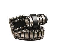 KazeRyu Cintura Punk Rock Con Borchie For Donna E Uomo - Cinturino In Pelle Rivetti Lucidi, Accessori Gotici For Jeans Pantaloni(Black,105cm/waist:34"~36")