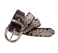 KazeRyu Cintura Punk Rock Gotica Con Borchie - Cinturino In Pelle Rivetti In Metallo, Unisex For Jeans E Pantaloni(Brown,130cm/51)