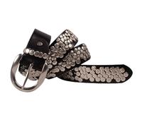 KazeRyu Cintura unisex in pelle con borchie - Cinturino rivetti punk rock goth rotonde irregolari for jeans e pantaloni(B,130cm/51)