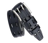 KazeRyu Cintura Western In Pelle Di Vacchetta Lavorata A Mano Con Stampa Goffrata - Stile Classico, Fibbia Regolabile A Doppio Artiglio, Accessorio For Il Tempo Libero(Black,125cm/waist:43")